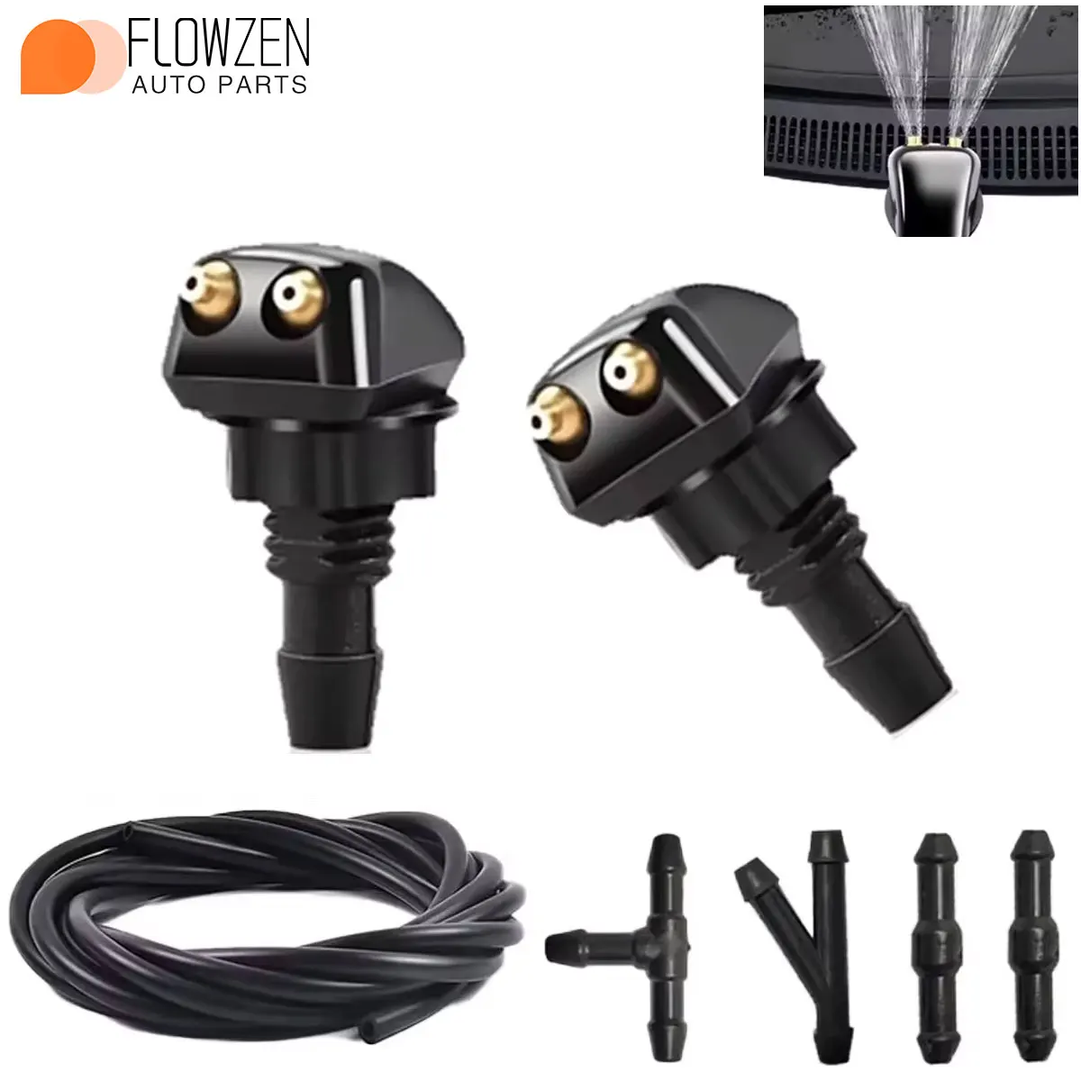 Car washer nozzle dual holes fits most car models wiper water spray jet windshield wiper washer spray nozzle