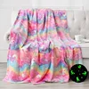 New spacecra Glow in The Dark Blanket Unicorn Gift for Kid Birthday Bedroom Decor Unicorns Toys Soft Cozy Luminous Throw Blanket 1