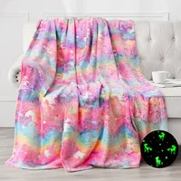New spacecra Glow in The Dark Blanket Unicorn Gift for Kid Birthday Bedroom Decor Unicorns Toys Soft Cozy Luminous Throw Blanket 1