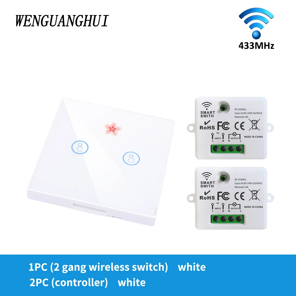 12 volt inverter Wireless remote control switch 1/2/3gang touch glass panel smart home RF433 on-off device home bedside dual control 90-240V generator 5kva Electrical Equipment & Supplies
