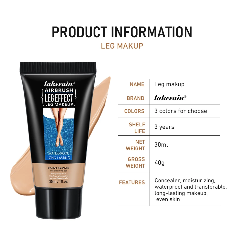 Leg Makeup Concealer Face Foundation Makeup Body Care Cream Leg Even Skin Tone Body Lotion Airbrush Leg Makeup Moisturizing Liquid Body Foundation Fake Tan Cream Tanning Skin Care