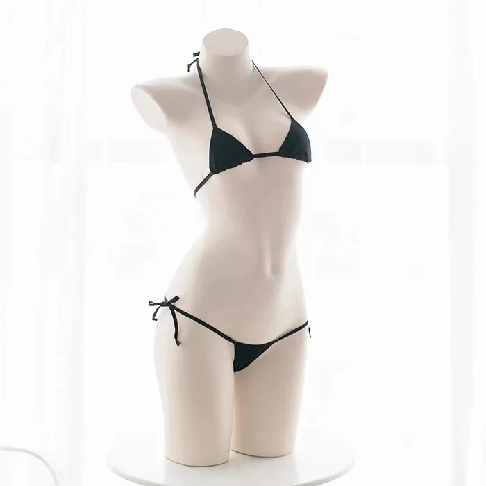 Bikini Set Women Swimwear Bikini Swimsuit Amine Cute Girls Bikini Set Japanese Student Cosplay Swimsuit Halter Bandage Low Waist Swimwear Women Sexy Bathing Suit Bikinis