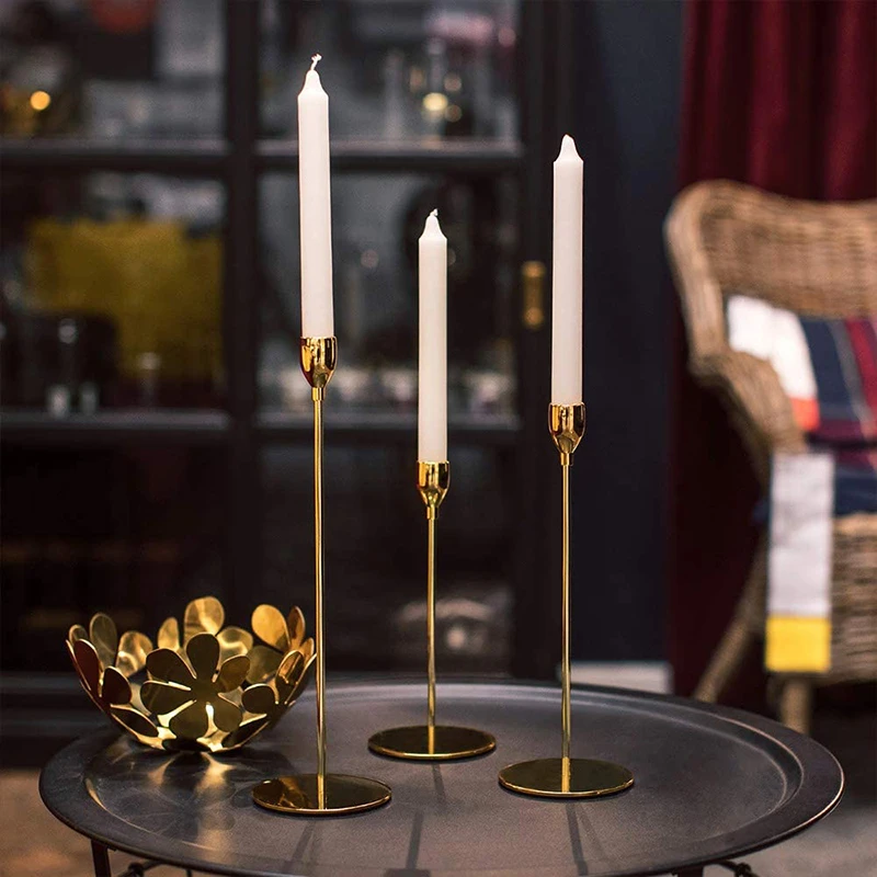 European Style Metal Candle Holders Simple Wedding Decoration Bar Party Living Room Decor Home Table Candlestick