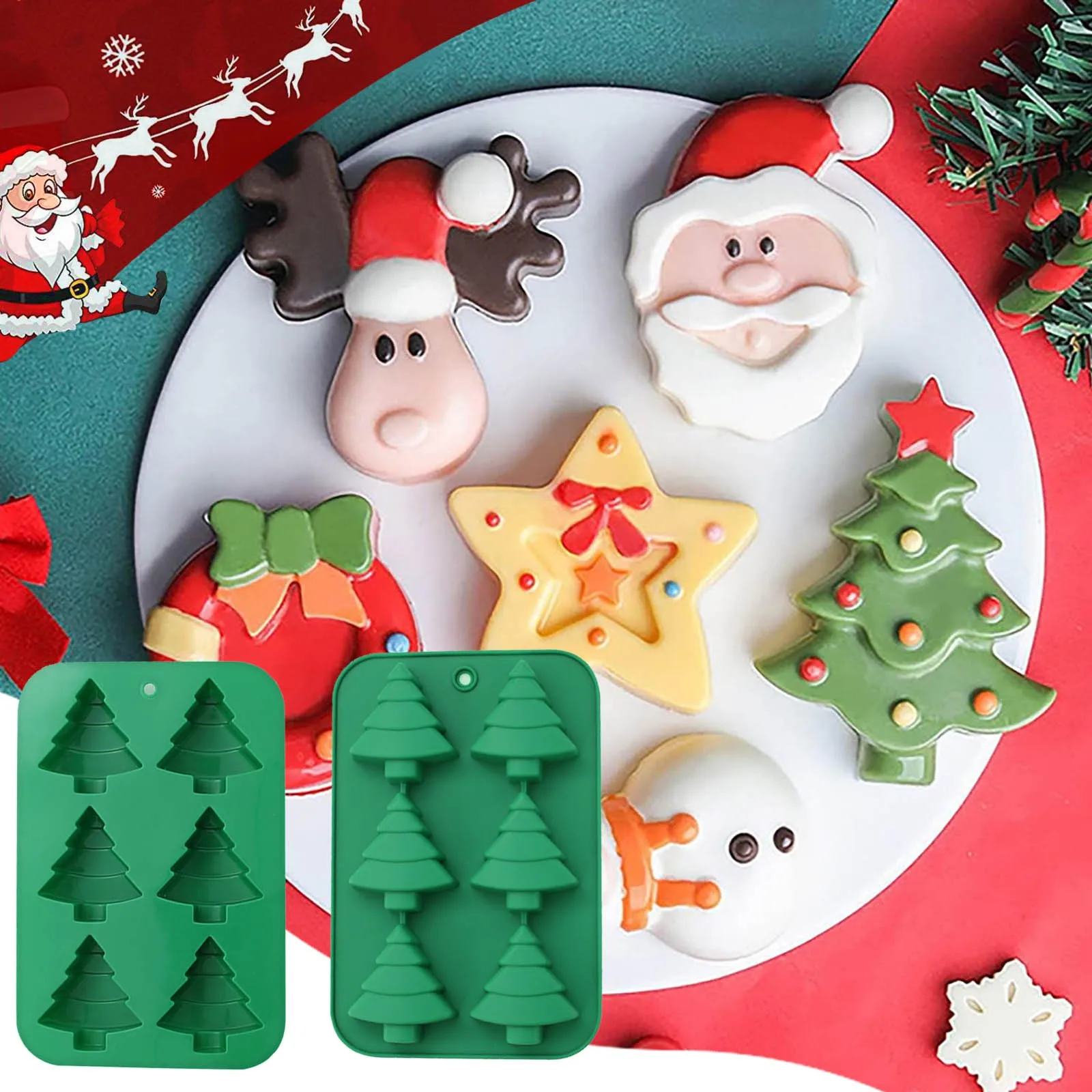 Silicone Mold Bakeware Food Grade Cake Mold Christmas Trees Snowman