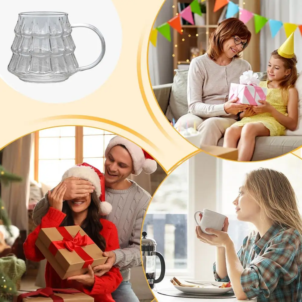 Holiday Tree Tea Cup Glass Coffee Mugs 350Ml