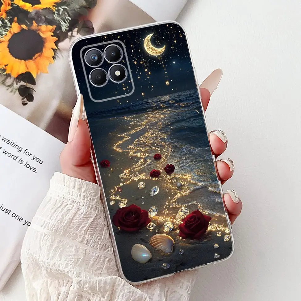 Luxury Butterfly and Love Flowers Clear Phone Case - Cool Painted Design