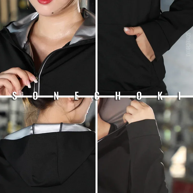 Sauna Suit Women Plus Size Gym Clothing Sets for Sweating Weight Loss Female Sports Active Wear Slimming Tracksuit Women
