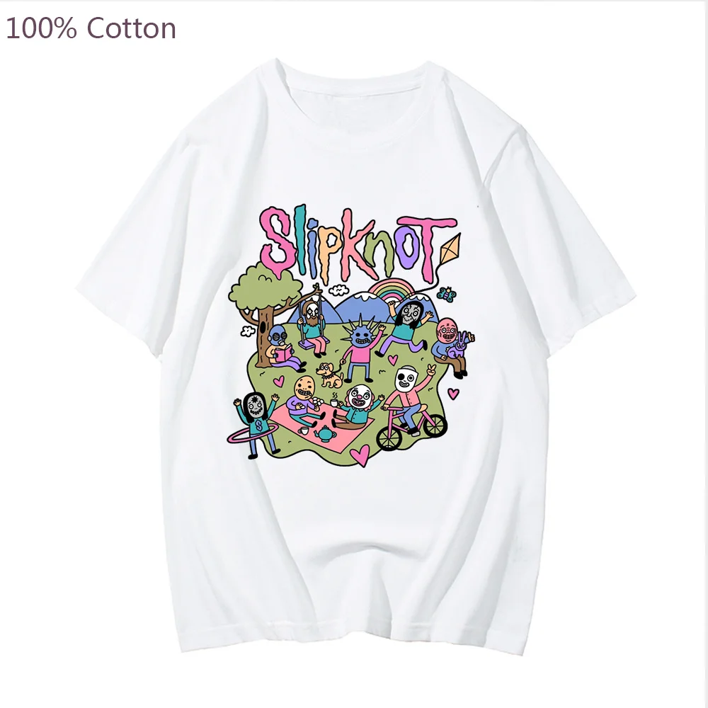

Slipknots Heavy Mental Band T-shirt Mens 100% Cotton Tshirt Summer Short Sleeve Music Graphic Tee-shirt Cartoon Casual t Shirts