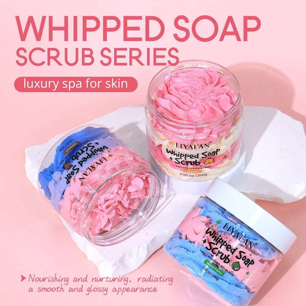 Whipped Soap Bath Cleansing Exfoliating Body Wash Moisturizing Smooth Skin Rainbow Scrub Soften Shave Vegan Handmade Shower Soap whipped soap