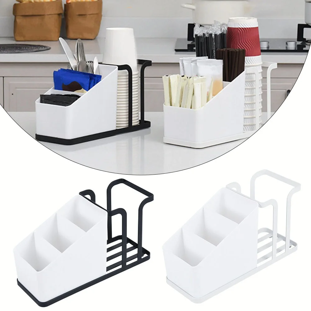 Disposable Cup Holder Rack Shelf For Coffee Paper Cup Spoon Fork Straw Sugar Tea Bag Storage Box Cup Container Desktop Storage 4