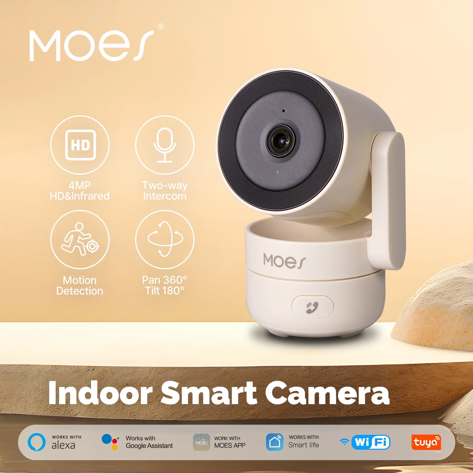 Description Picture 3 of itemMOESTuya WiFi Indoor Pan/Tilt Smart Security Camera 4MP HD Infrared Night Vision Motion Sound Detection Monitor Panoramic Patrol