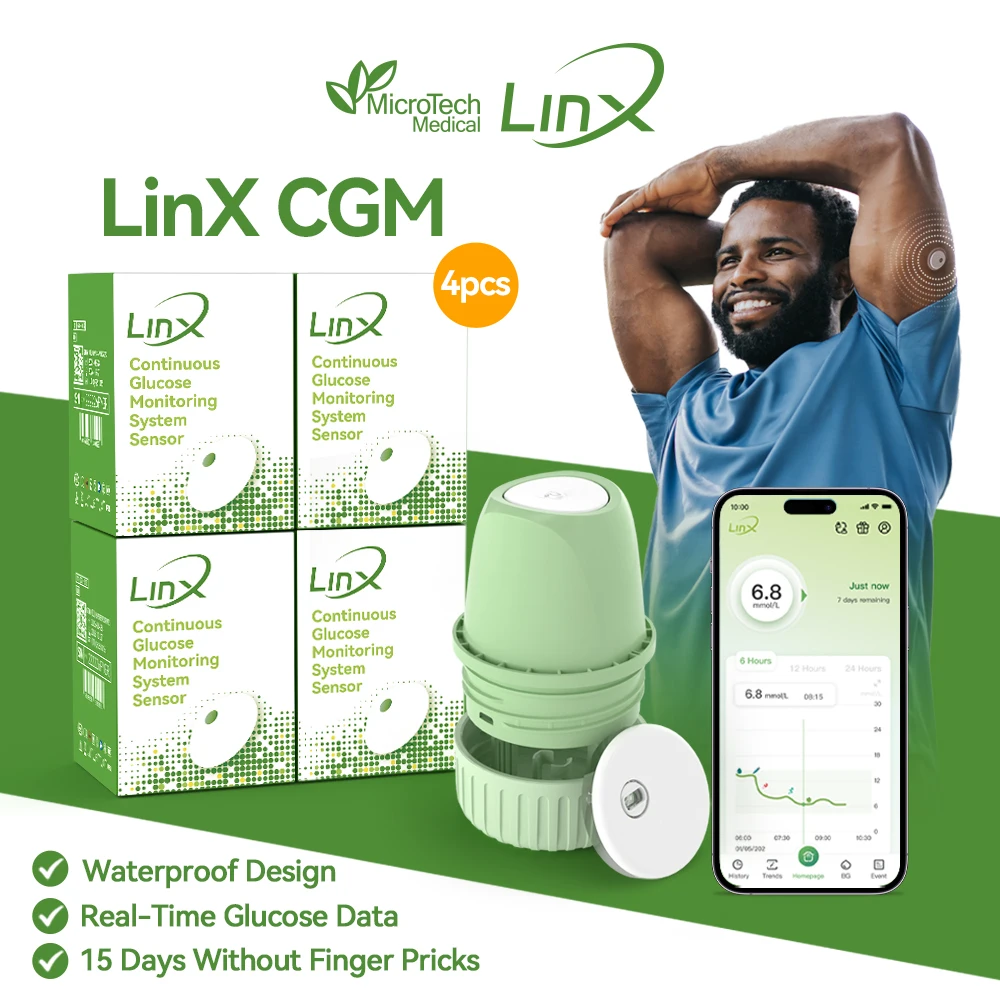 MicroTech LinX CGM Continuous Glucose Monitoring System 4 Sets