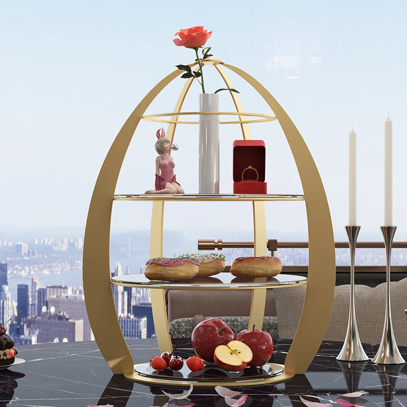 Dim-Sum-Rack-Metal-Three-Layer-Fruit-Tray-Cake-Tea-Break-Table ...