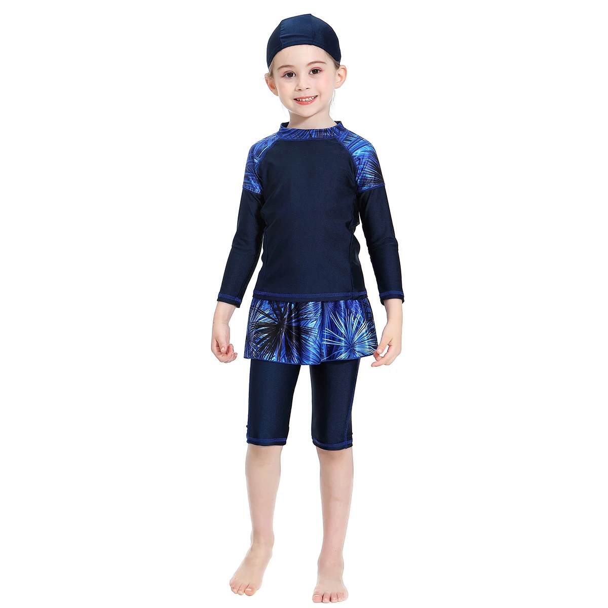 Summer Swimwear for Girls 2-15years Islamic Swimsuits 3pcs Printed Modest Arab Islam Beach Wear Kids borkinis Muslim Swimming