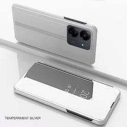 Shockproof Mirror Flip Stand Phone Case Cover for Reami 10C (Silver)