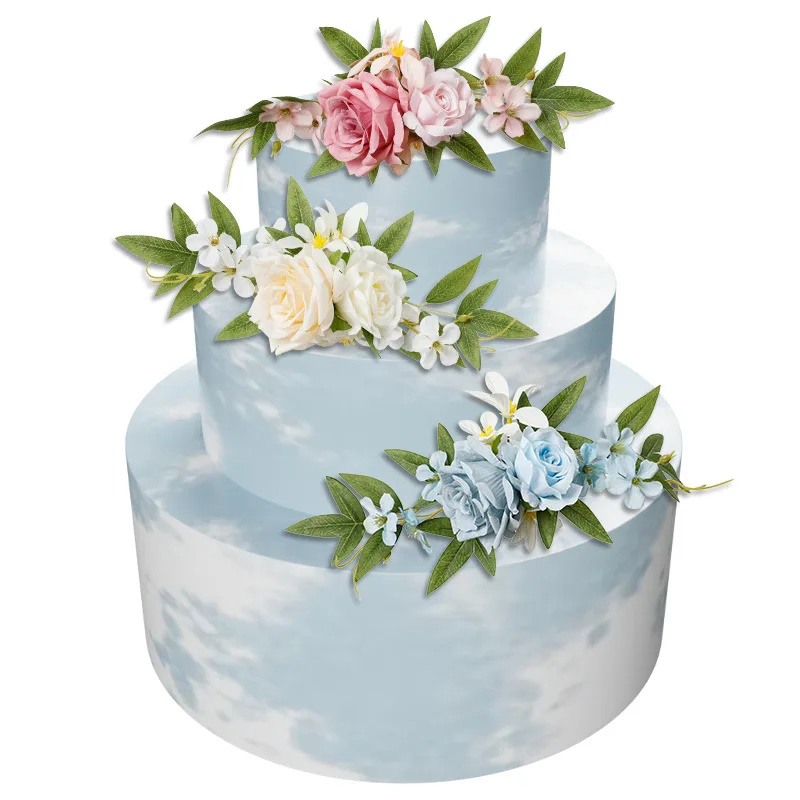 

Yannew Country Wedding Cake Flowers Decoration Artificial Birthday Cake Toppers for Baby Shower Engagement Party Supplies Decors