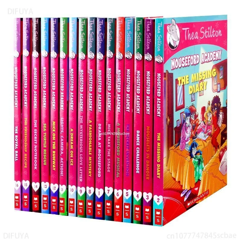 16 Libri Donna Geronimo Stilton Thea Stilton Mouseford Academy Letterario Romanzo Libro Illustrato Bambini Inglese Fumetti Età 7-12