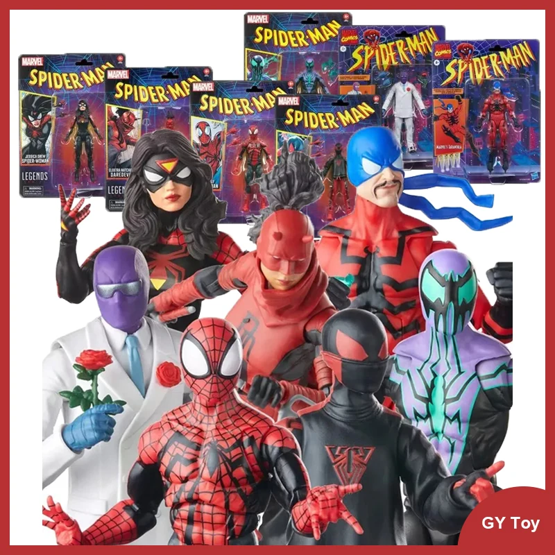 Marvel Legends Retro Spiderman Figure Ben Reilly Chasm Tarantula Miles Morales Rose Elektra Daredevil Jessica Drew Figurine Toy