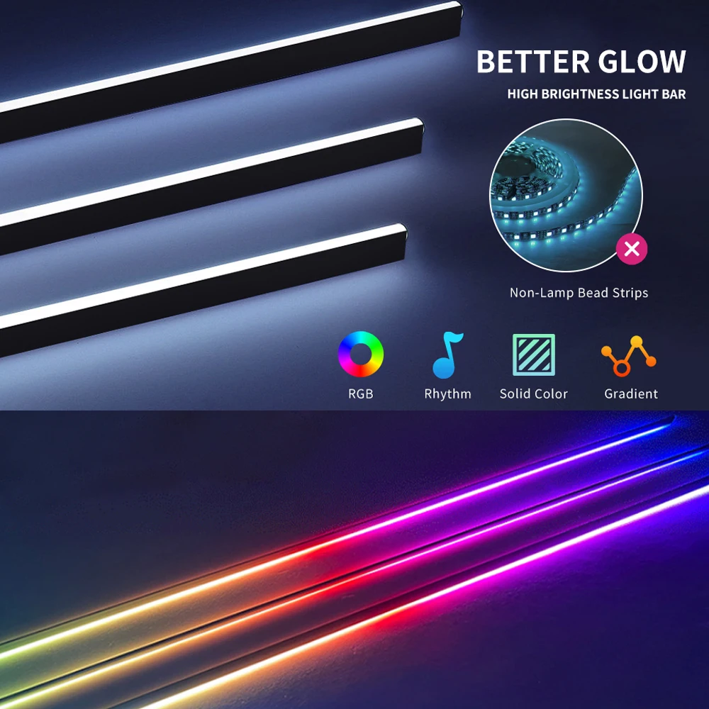 75CM For LED Strip Symphony Car Ambient Lights 64 Color RGB Interior Acrylic Optical Fiber Strip Dashboard Lamp For Replacement