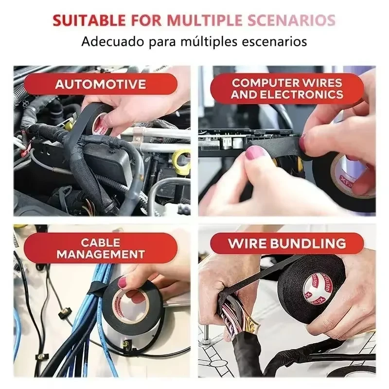 배선용 벨벳 테이프 고온 내열 방음 소음 감소 초강력 접착 전기 절연 테이프 방진