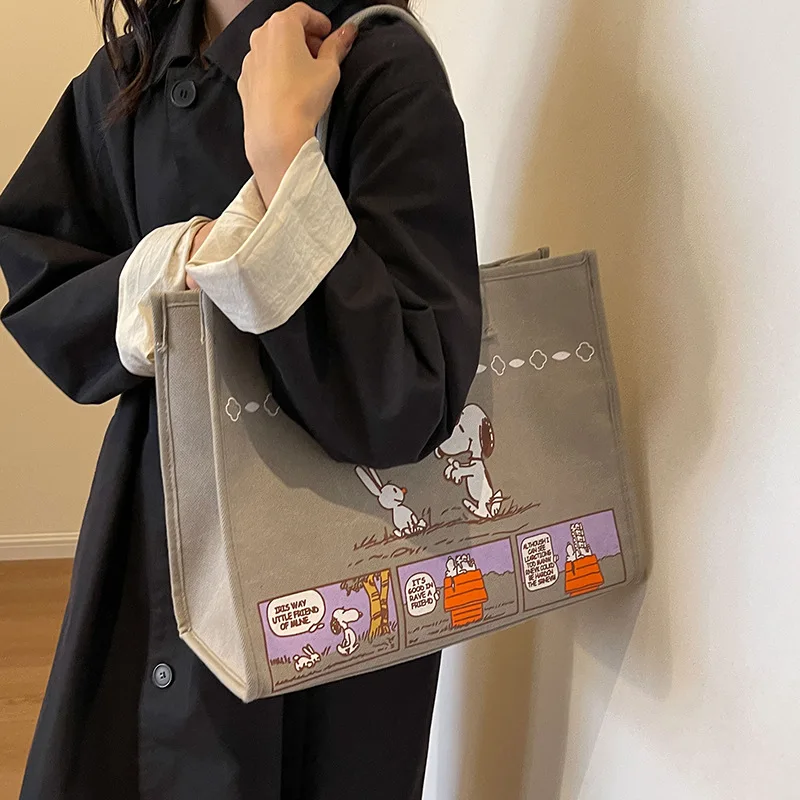 

НОВЫЙ Снупи канв сумка мультфильм большой емкости Шоппинг мешок аниме Kawaii унисекс Экологичная фотография подарок для студента