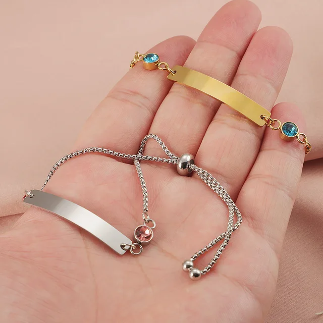 Fnixtar 10 pièces Bracelet d'amant en acier inoxydable réglable rose bleu strass Bracelets Couple amoureux cadeau
