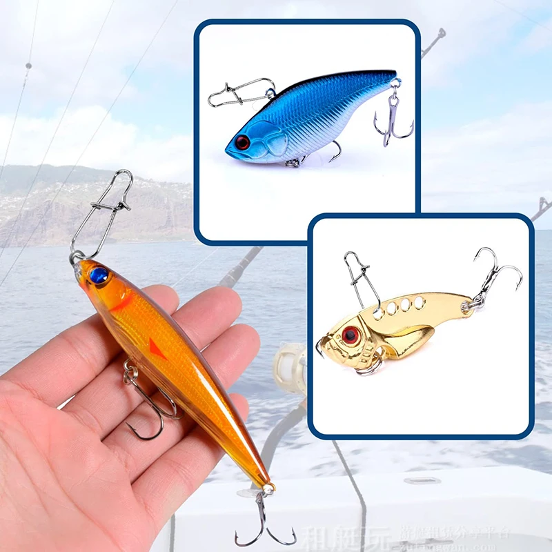 50Pcs Fishing Clips Strong Stainless Steel Quick Change Lure Snap Fishing Snaps Clip Lock for Freshwater Saltwater Tackle