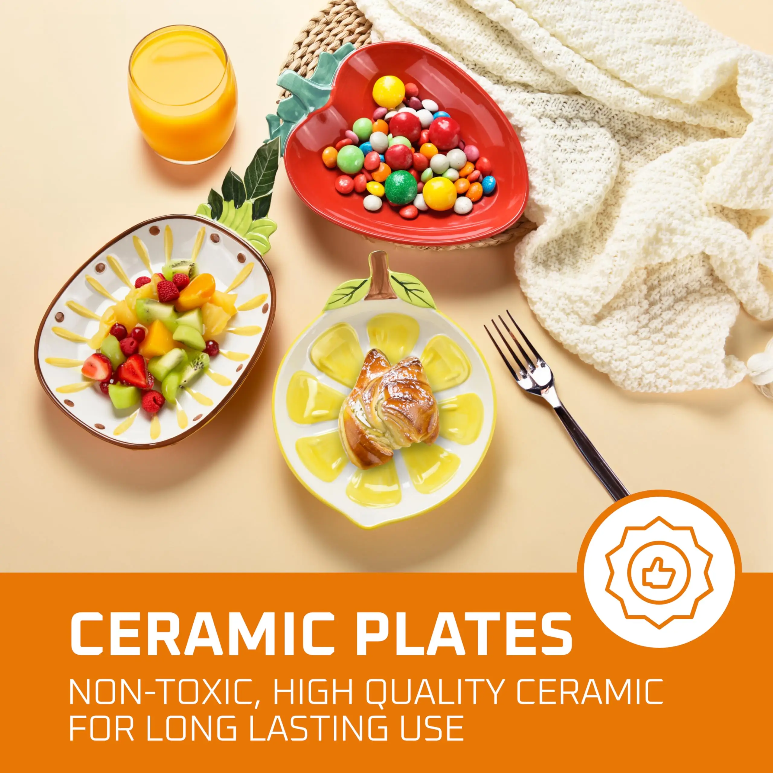 Multicolor Ceramic Plate Sets Polka Dot Design Scratch-Resistant Non-Toxic Lead-Free Decorative Service Plates for Special