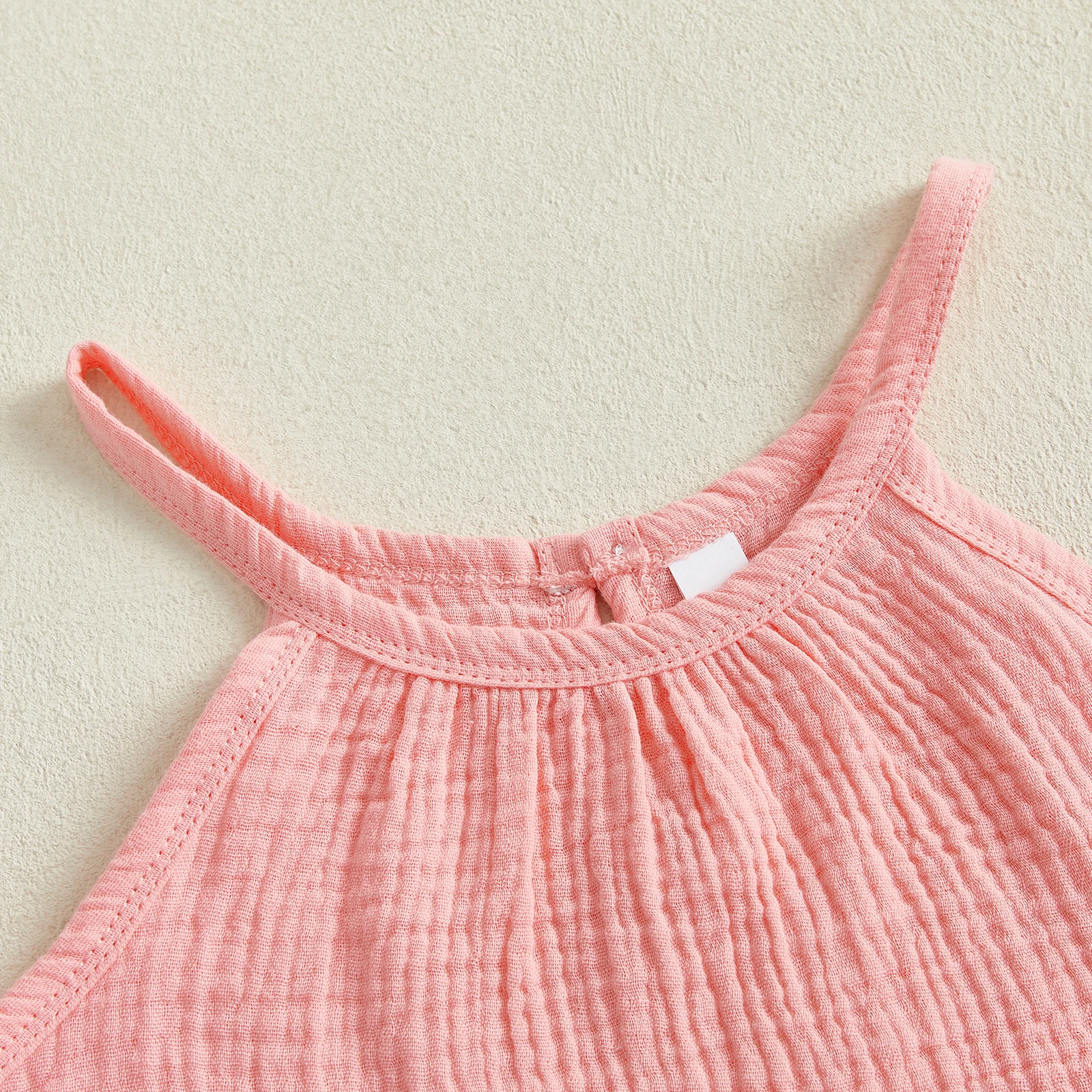 Summer Cotton Linen Baby Girl 2Pcs Summer Outfits Sleeveless Ruffle Cami Tops + Wide Leg Pants Set Casual Toddler Clothes Set