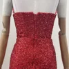 Ladies' 2024 New Club Sexy Red Sleeveless Sequined Slit Hem Diamonds Maxi Dresses 6