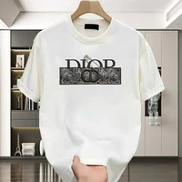 T-shirt imprimé à manches courtes en coton respirant de luxe, polyvalent, pour hommes et femmes, collection été 2026 1