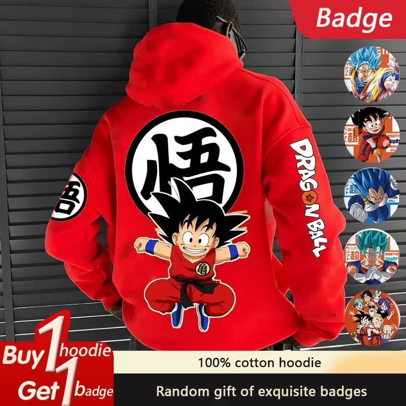 Red Sweater Anime Guy Sweater Dragon Ball GOKU Vegeta Loose Hoodie