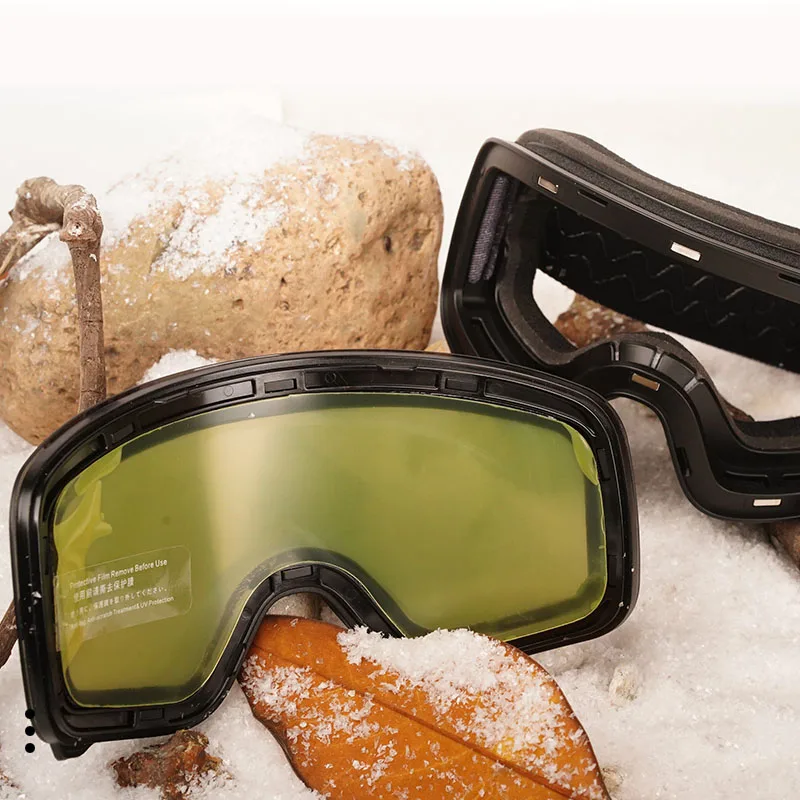 Double Layer Anti Fog Magnetic Absorption Cylindrical Ski Goggles Men Women Windproof UV400 HD lenses Snowboarding Ski Glasses 3