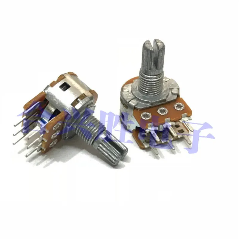 Speaker Audio Power Amplifier Volume Potentiometer 1PCS RV16 Type Double A10K R201T X400 Flower Shaft Length 15MM rotary potentiometer potentiometer kit adjustable resistor