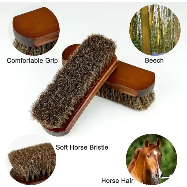 Brosse de nettoyage Textile en cuir crin de cheval, pour meubles d'intérieur de voiture, sac de vêtements, brosse de polissage brillante, accessoires de lavage automobile, nouvelle collection 2