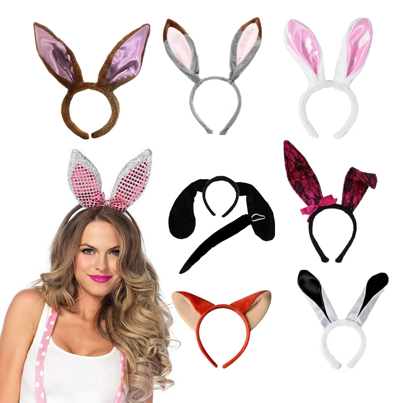 Zootopia Judy Cosplay Bunny Ears Gray Rabbit Plush Ear Simulation Bendable Ears Headband Cute Accessories Gifts Kids