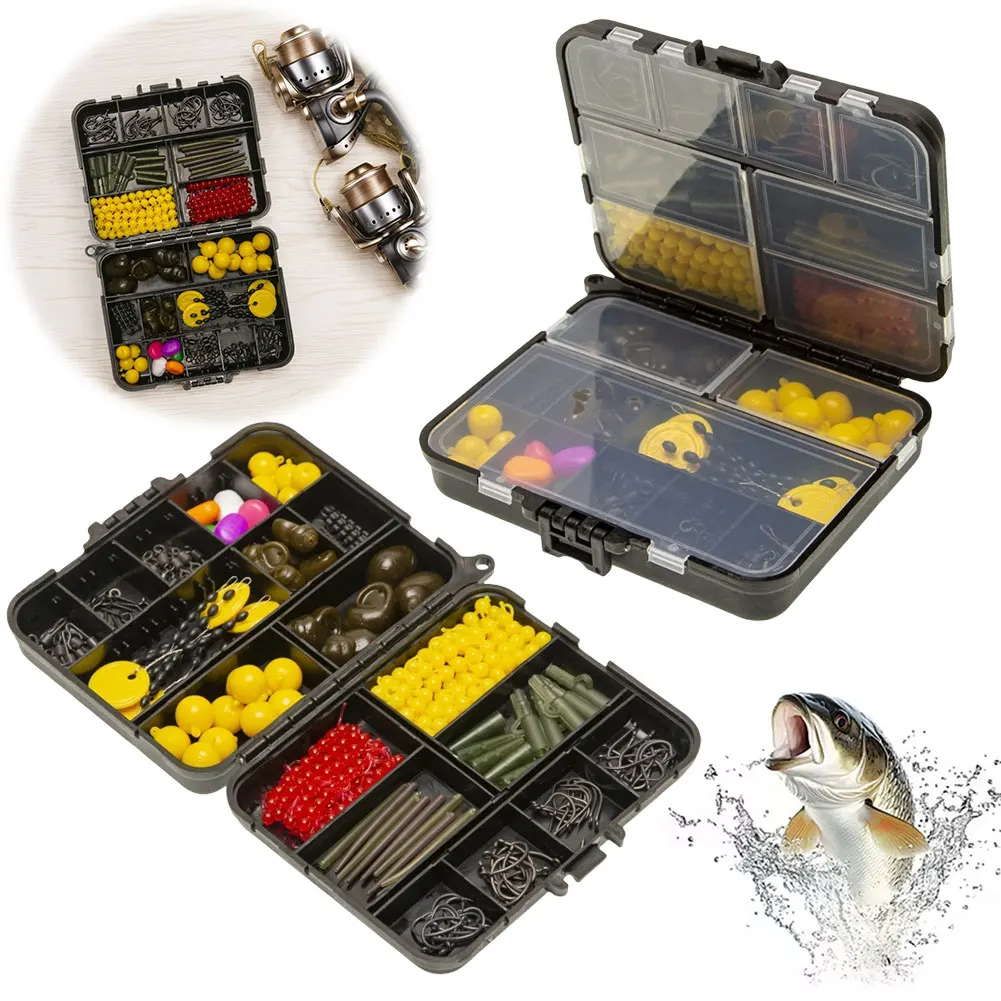 145 Pcs Carp Fishing Tackle Kit Include Sinker Weight Swivels Lures Carp Fishing Set Hook Swivel Safety Clip Rubber Sleeve