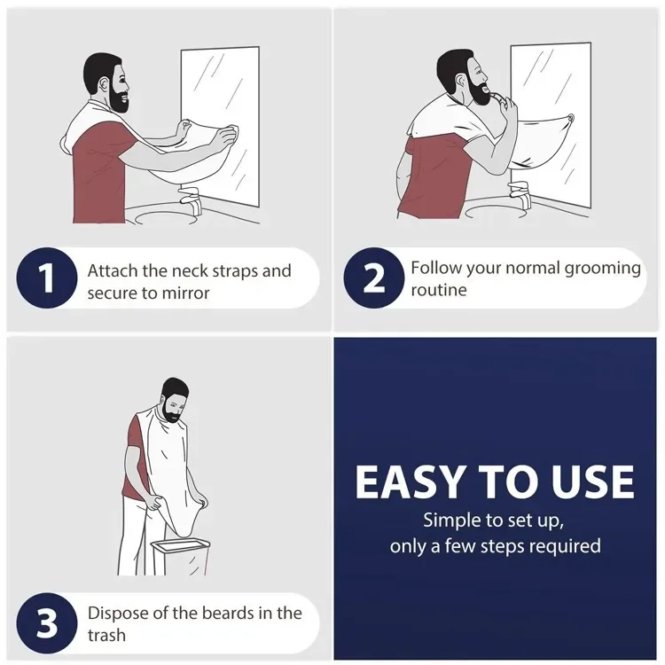 Description Picture 4 of item1pc Men Beards Shaving Aprons Creative Wall Mirror Suction Haircut Wrap Cape Home Salon Moustache Beard Shaving Apron