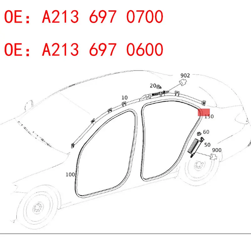Suitable for Mercedes Benz E-Class W213 E200 E300 E400 E350 D 4MATIC front and rear door frame rubber strip seals A2136970600