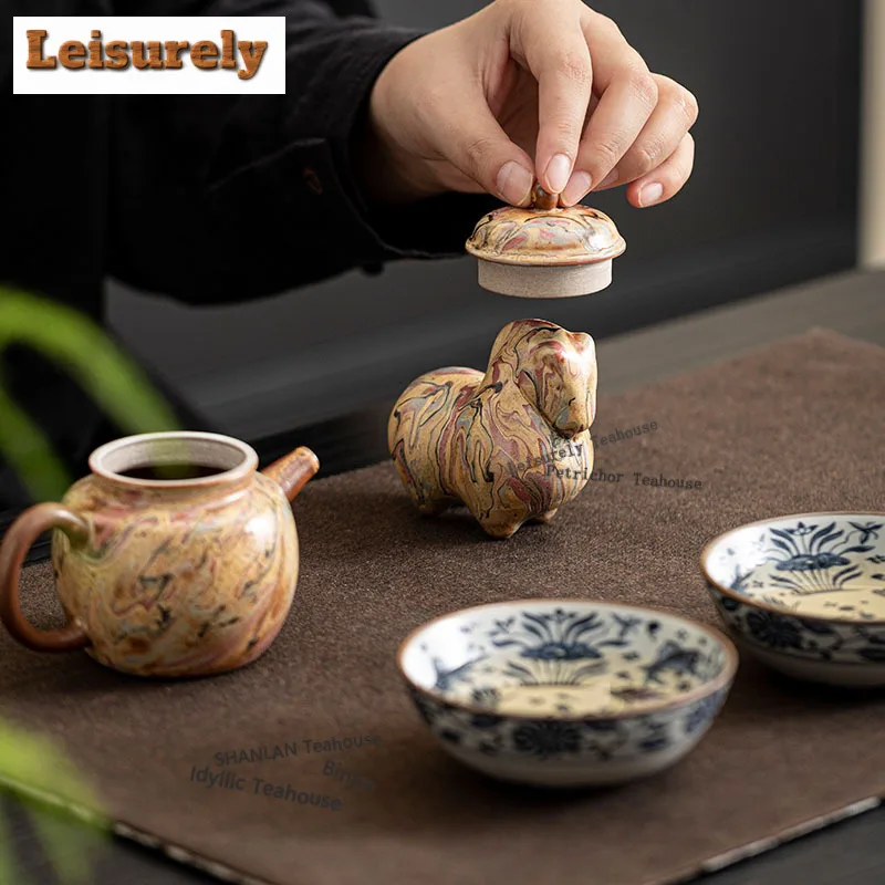 Dunhuang Oil Painting Pair Teacup Luxury Tea Bowl Sample Tea Cup Tea-tasting Meditation Cup Jianzhan Master Cups Cha Decoration