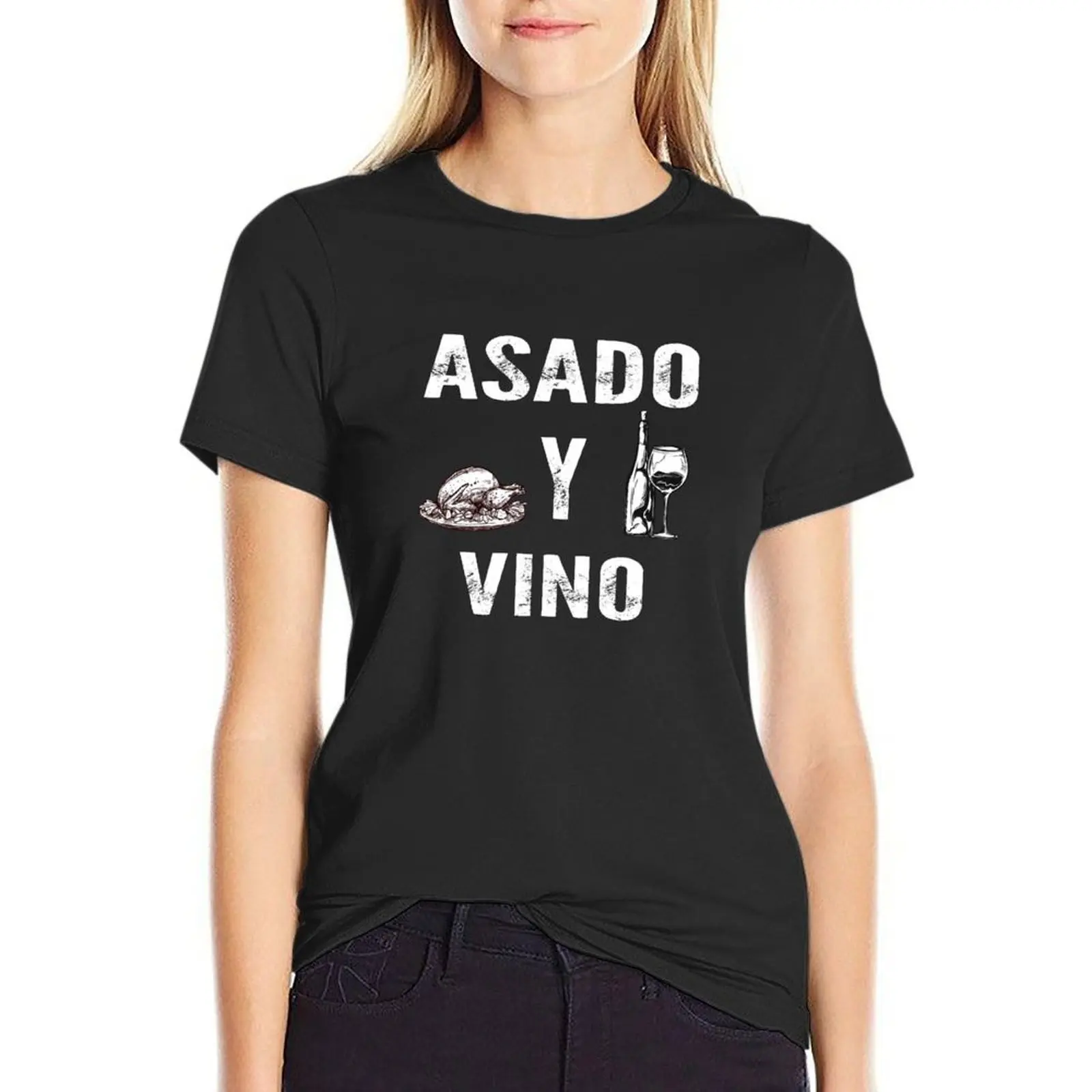 Asado y Vino T-Shirt funny tops korean fashion Woman clothing