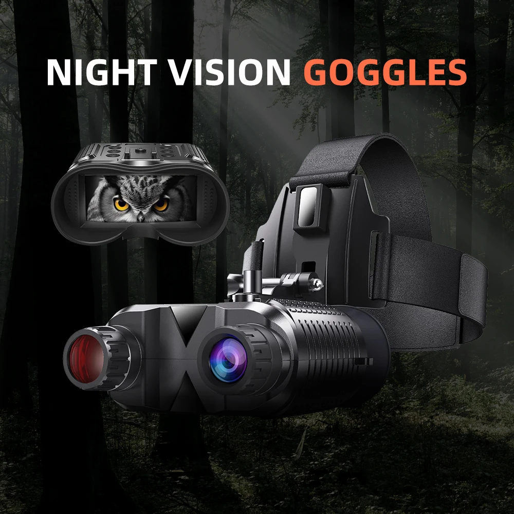Hands-Free Head Mounted Night Vision Binocular 1080P HD Digital Infrared USB Rec