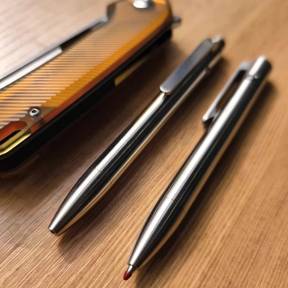 Mini Penna A Sfera In Titanio Puro Con Meccanismo Bolt Action E Portachiavi - EDC Portatile Con Ricariche E Scatola Regalo