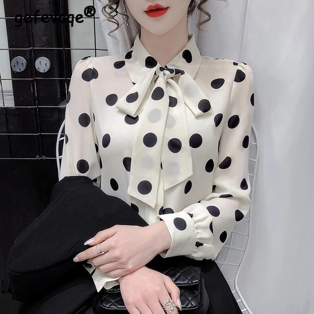 Small Polka Dot Women Shirt Summer Buttons Up 3/4 Sleeve Loose Ladies Top  Pullover Bouse Korean Fashion Blusas Mujer 2022 - AliExpress