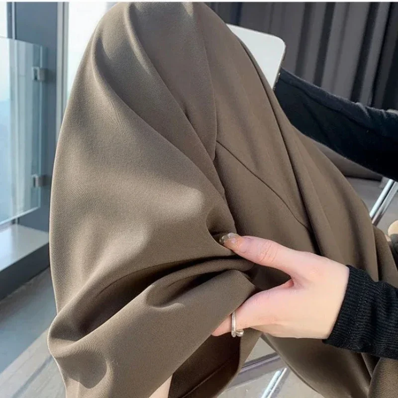 Elegant Wide Leg Pants Women Korean Style High Waist Black Baggy Pants Office Ladies Fashion Loose Suit Trousers Streetwear 2024 6