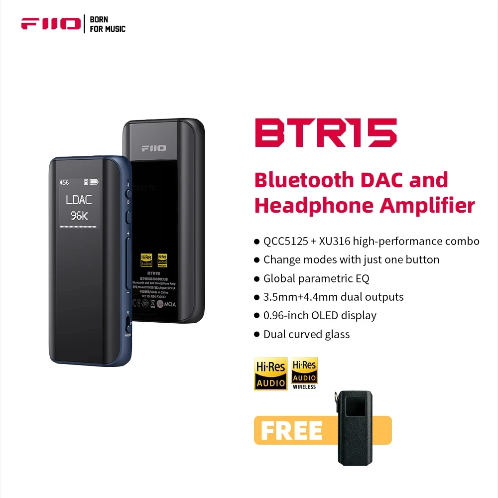 

Усилитель для наушников FiiO BTR15 Bluetooth 5,1, приемник DSD256 LDAC/aptX с адаптацией 3,5 мм/4,4 мм
