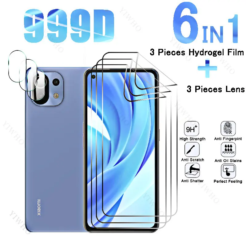 

6 в 1, Гидрогелевая Защитная пленка для Xiaomi 11 Lite, 6,55 дюйма
