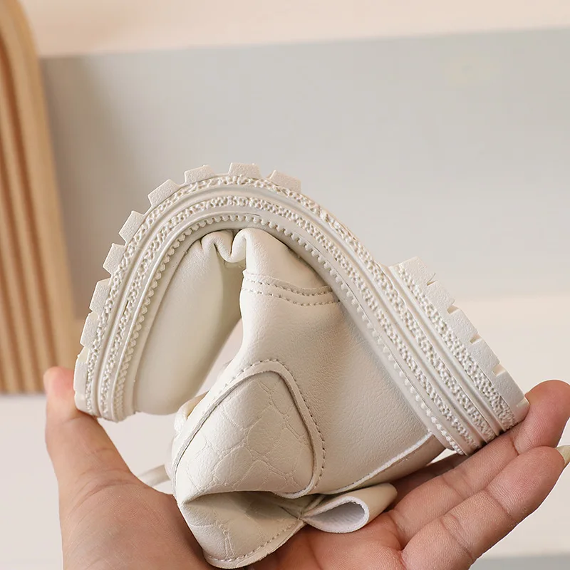 Beige Leather Kids Boots for Boys and Girls