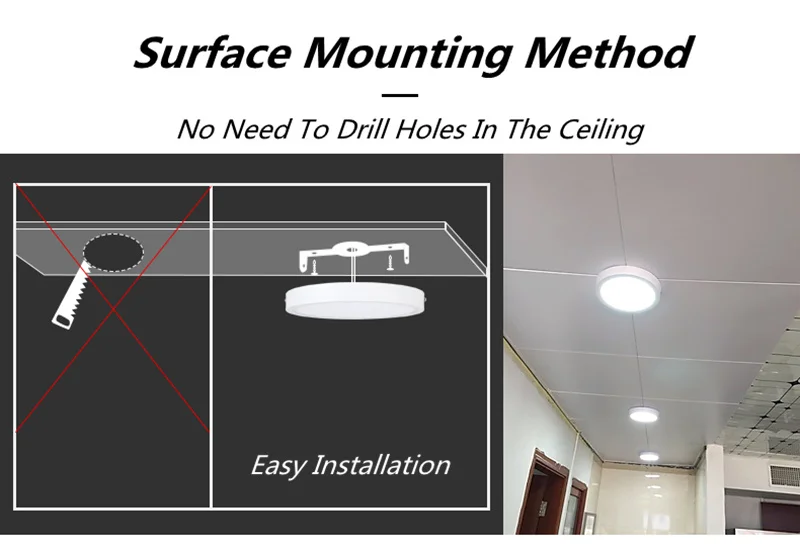 Description Picture 6 of itemSquare LED Ceiling Light Cool White Led Surface Mounted  Ceiling Downlight 6W/12W/18W/24W Bedroom Hallway Toilet Lighting