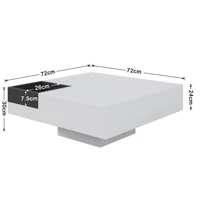 Table basse brillante pour salon avec boîte de rangement amovible, effet lumineux LED 6